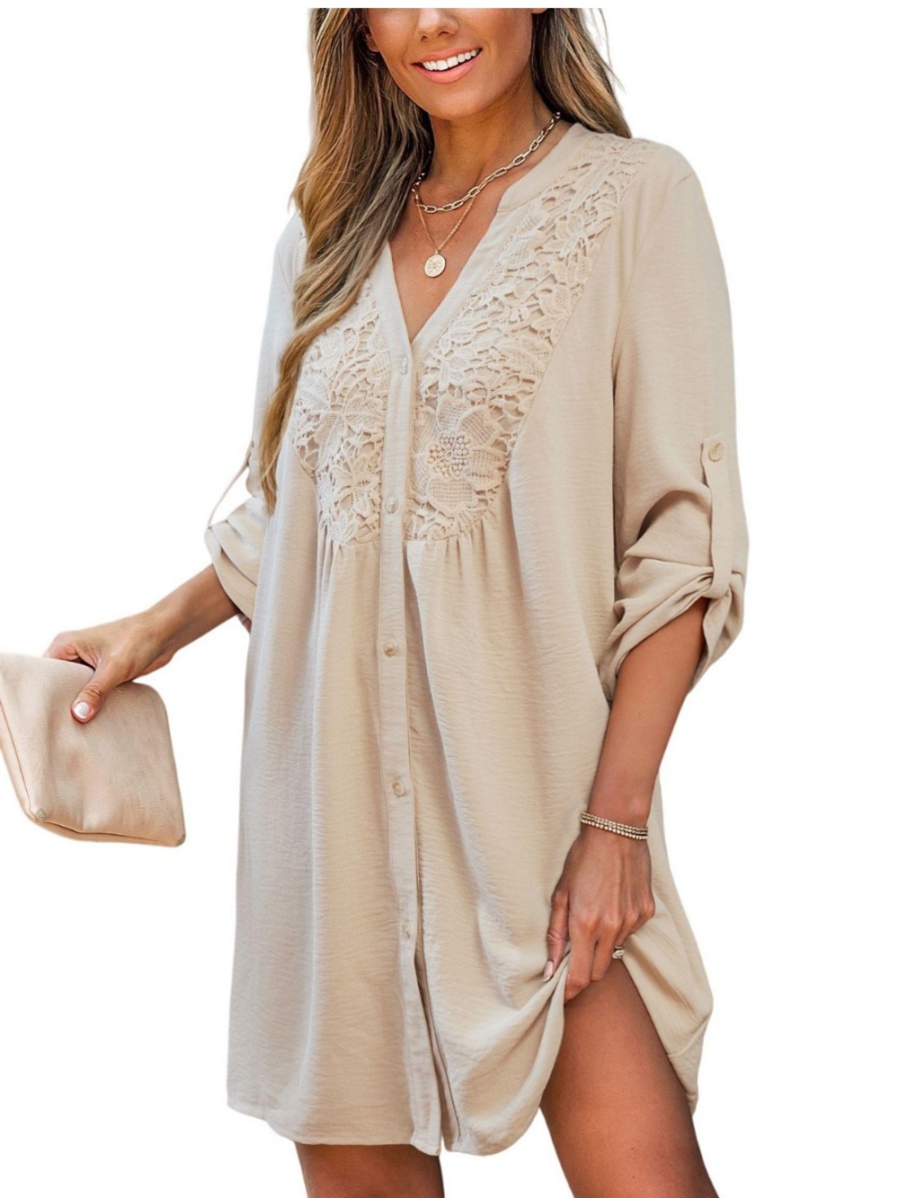 Cupshe NWT Wild Fields Beige MIni  Dress XL